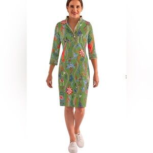 Gretchen Scott Designs mandarin Jungle Symphony Olive Dress new